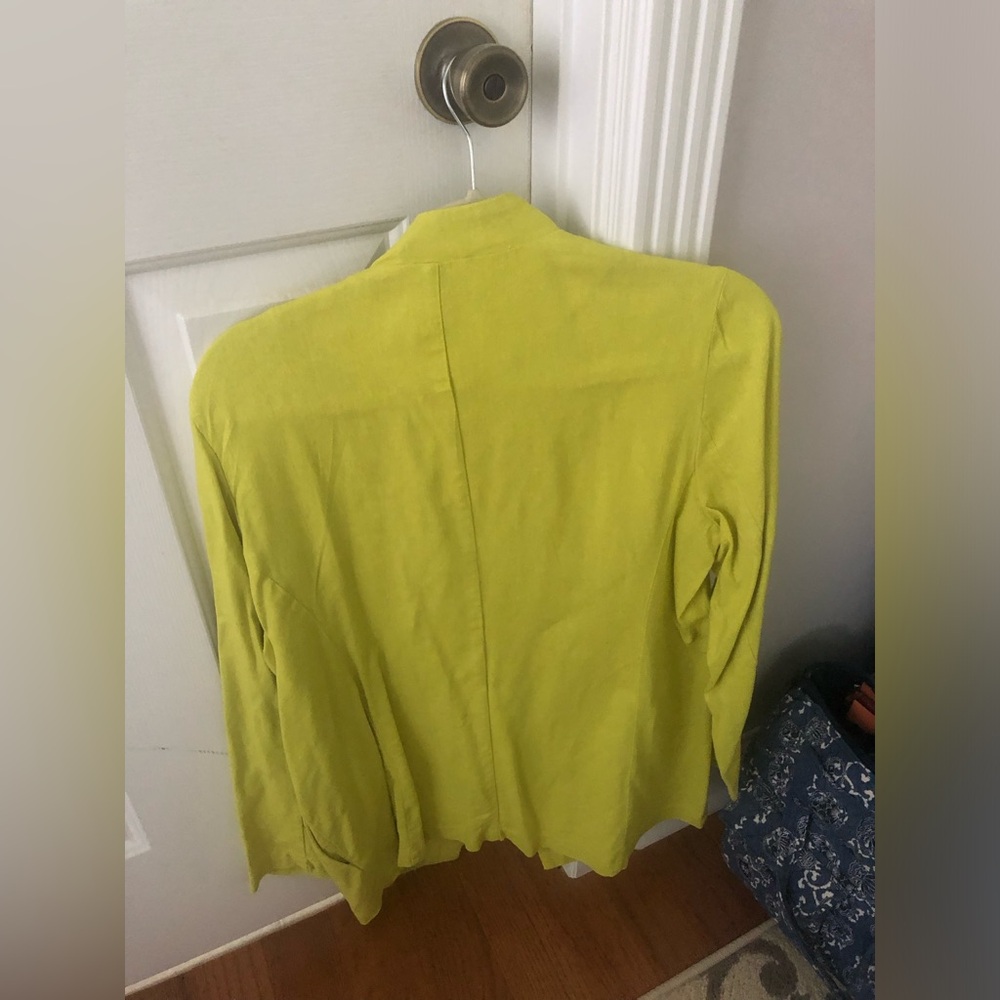 Andrew Marc New York Lime Green Chartreuse Lightweight Linen Blazer Small Summer - Picture 4 of 7